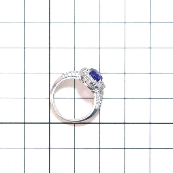 Pt900 ビルマ産 非加熱サファイア ダイヤモンド リング 1.46ct D1.04ct