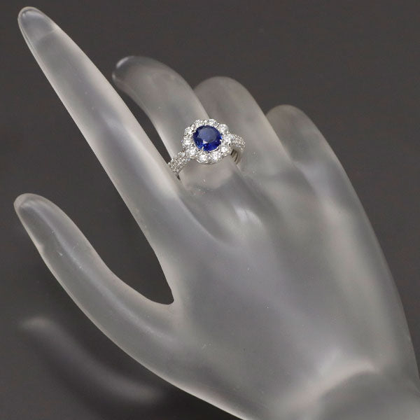 Pt900 ビルマ産 非加熱サファイア ダイヤモンド リング 1.46ct D1.04ct