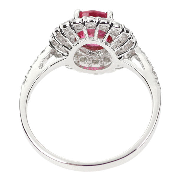 Pt900 ビルマ産ルビー ダイヤモンド リング 1.330ct D0.74ct