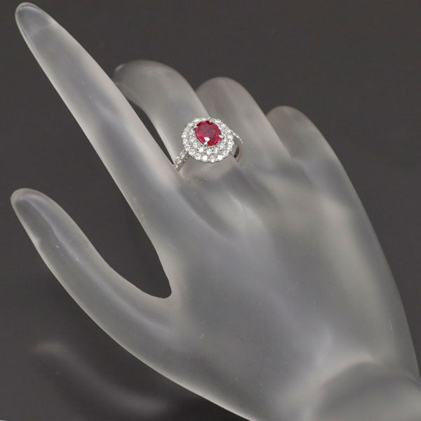 Pt900 ビルマ産ルビー ダイヤモンド リング 1.330ct D0.74ct