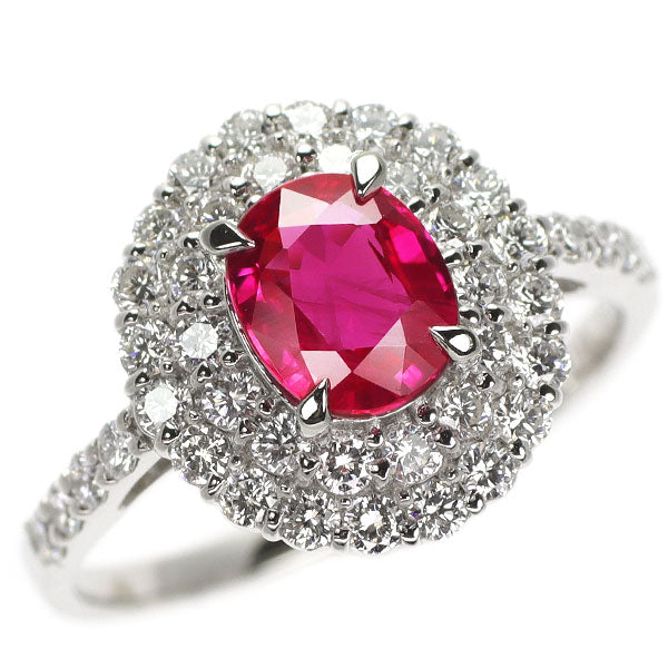 Pt900 ビルマ産ルビー ダイヤモンド リング 1.330ct D0.74ct