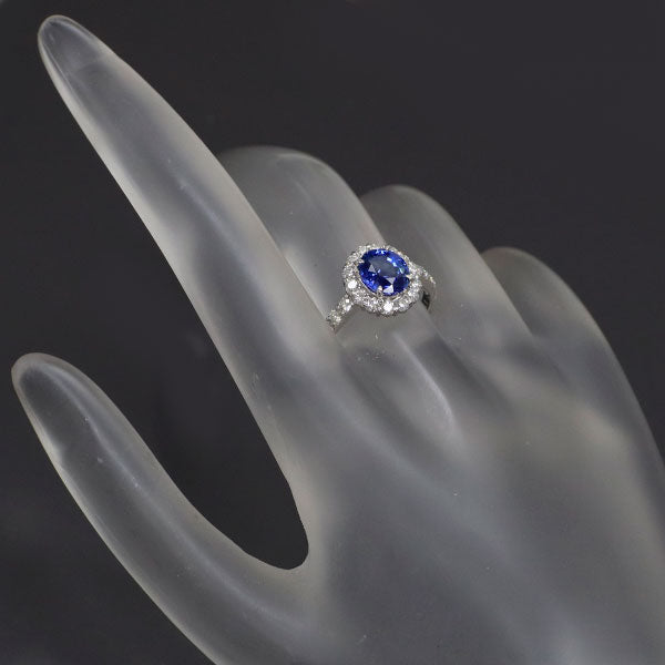 Pt900 スリランカ産 非加熱コーンフラワーサファイア ダイヤモンド リング 1.55ct D0.63ct