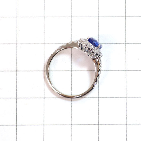 Pt900 スリランカ産 非加熱コーンフラワーサファイア ダイヤモンド リング 1.55ct D0.63ct