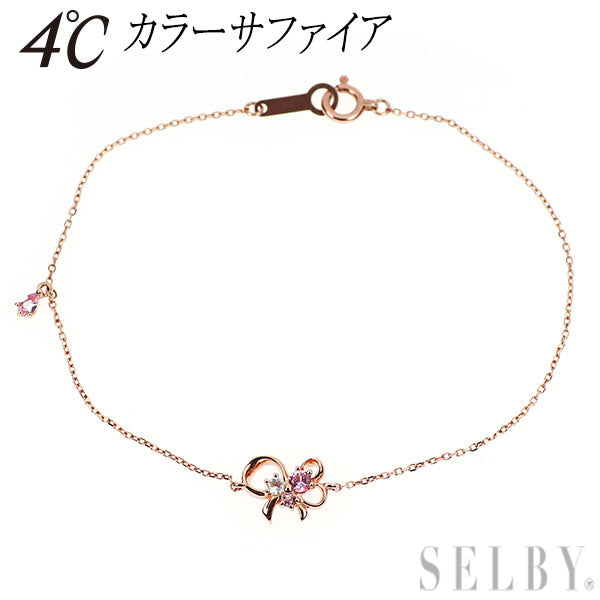 4℃ K10PG カラーサファイア ブレスレット リボン