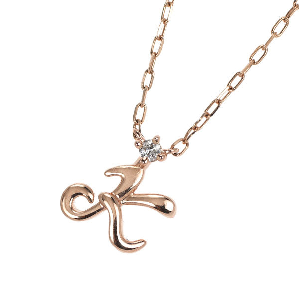4℃ K10PG ダイヤモンド ペンダントネックレス イニシャル「K」