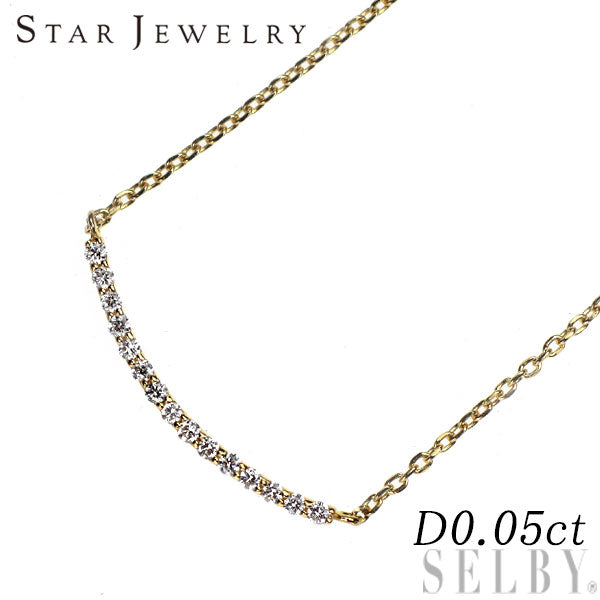 スタージュエリー K18YG ダイヤモンド ペンダントネックレス 0.05ct ラインシリーズ