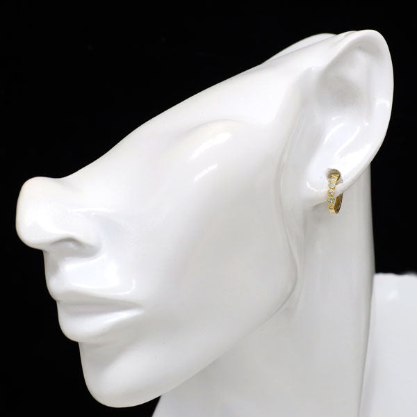 新品 希少 K18YG パライバトルマリン ダイヤモンド ピアス 0.06ct D0.08ct フープ