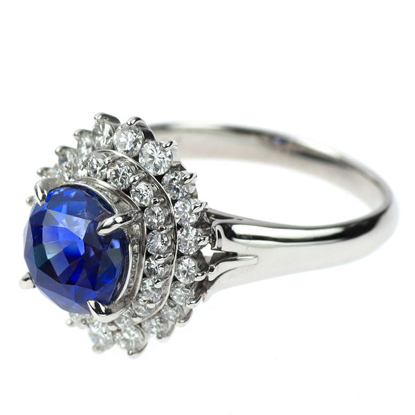 Pt900 スリランカ産 非加熱サファイア ダイヤモンド リング 3.99ct D0.94ct