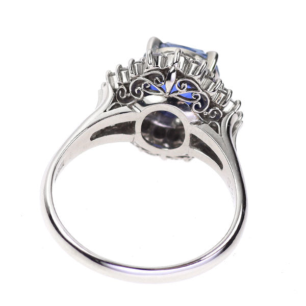 Pt900 スリランカ産 非加熱サファイア ダイヤモンド リング 3.99ct D0.94ct