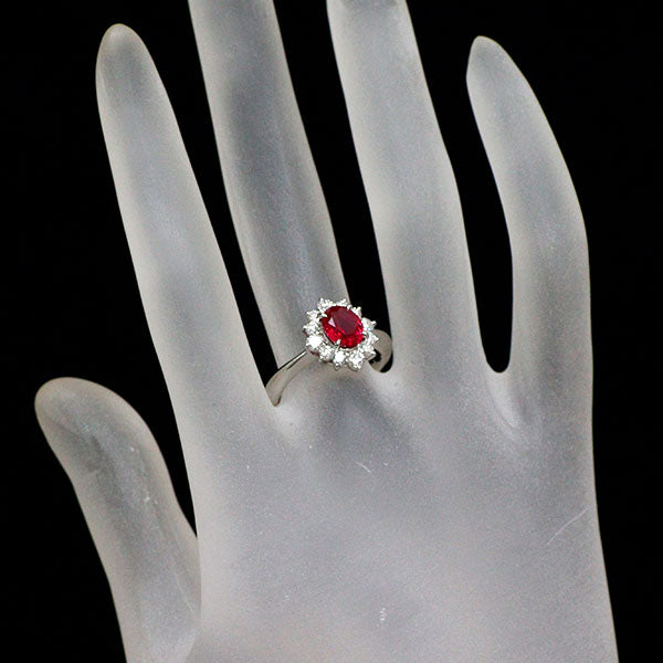 Pt900 ルビー ダイヤモンド リング 1.34ct D0.50ct