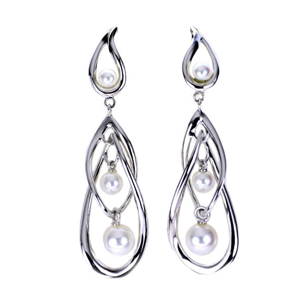 ミキモト K18WG アコヤ 真珠/パール イヤリング 径約3.5-6.5mm