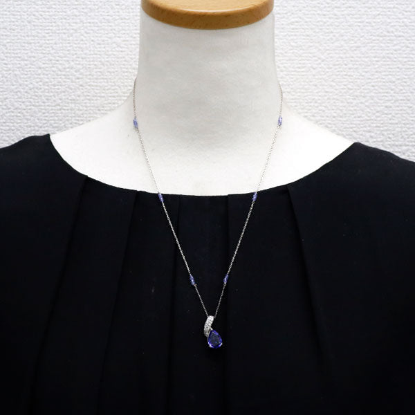 Pt900/Pt850 タンザナイト ダイヤモンド ペンダントネックレス 3.04ct D0.27ct