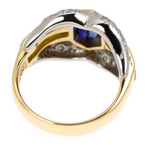 K18YG/Pt900 サファイア ダイヤモンド リング 1.21ct D0.87ct