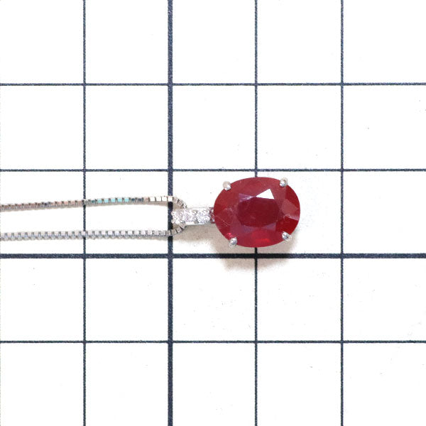 Pt 含浸ルビー ダイヤモンド ペンダントネックレス 3.50ct D0.05ct