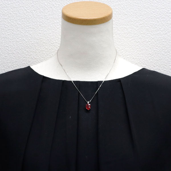 Pt 含浸ルビー ダイヤモンド ペンダントネックレス 3.50ct D0.05ct