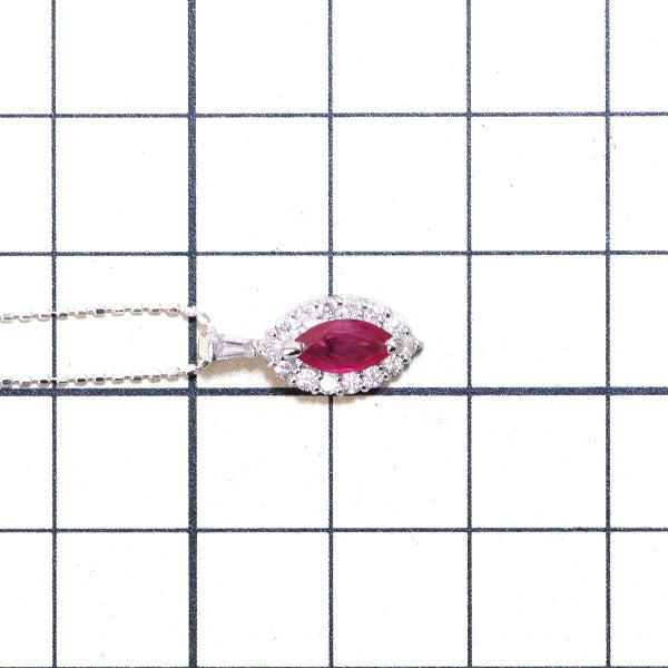 K18WG ルビー ダイヤモンド ペンダントネックレス 0.51ct D0.28ct