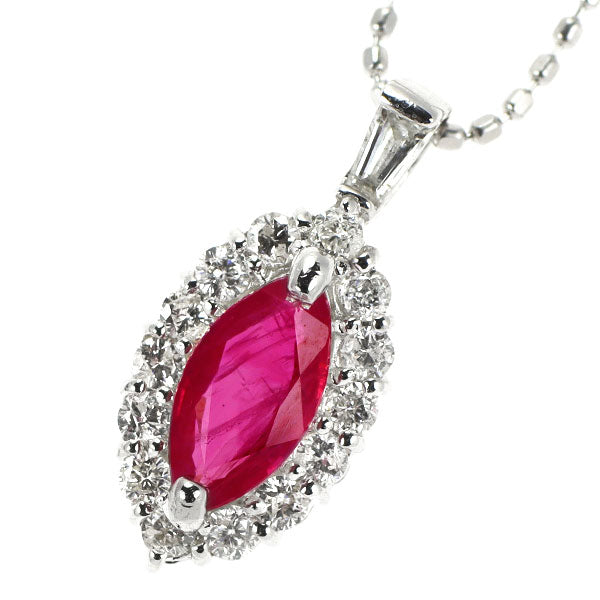 K18WG ルビー ダイヤモンド ペンダントネックレス 0.51ct D0.28ct