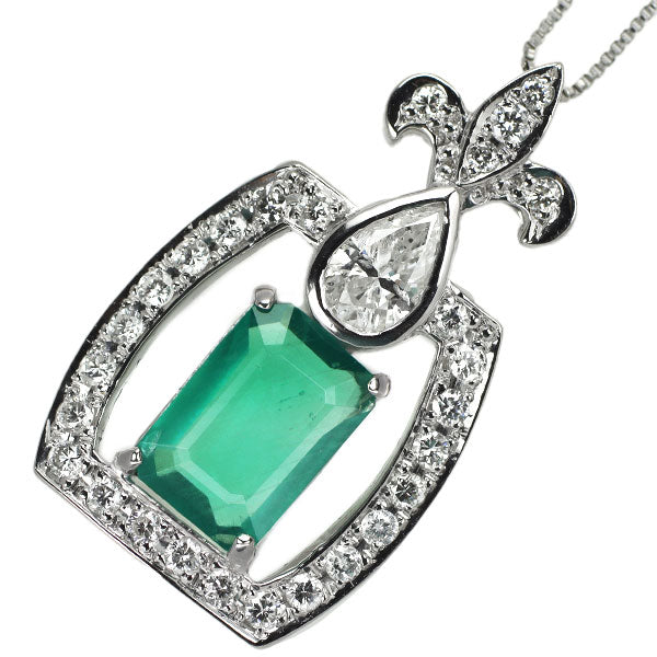 Pt エメラルド ダイヤモンド ペンダントネックレス 1.137ct D0.692ct