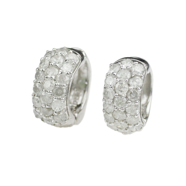 K18WG ダイヤモンド イヤリング 1.00ct フープ