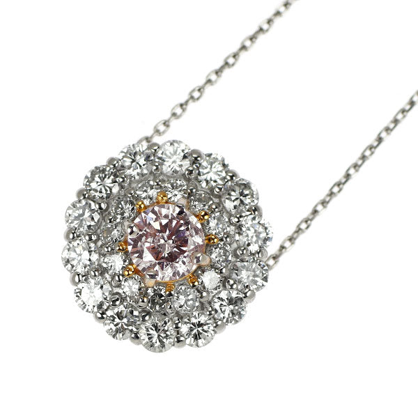 Pt 天然ピンクダイヤモンド ペンダントネックレス 0.210ct D0.52ct LPP I1