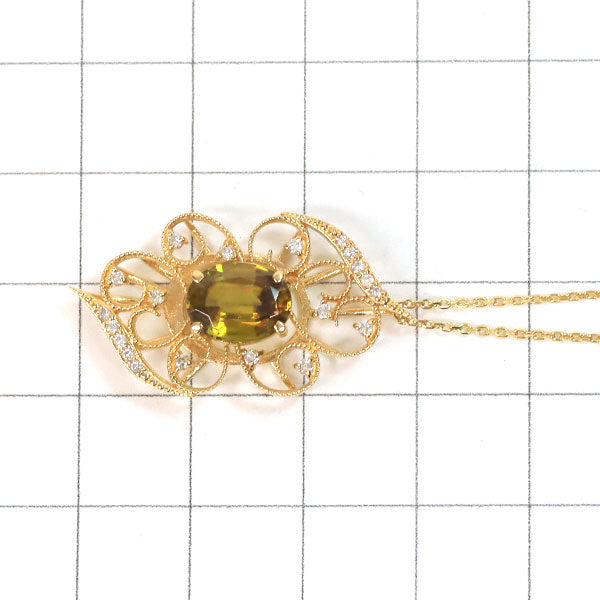 K18YG スフェーン ダイヤモンド ペンダントネックレス 1.734ct D0.16ct