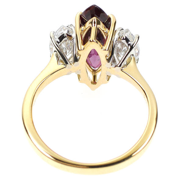 K18YG パープルサファイア ダイヤモンド リング 2.41ct