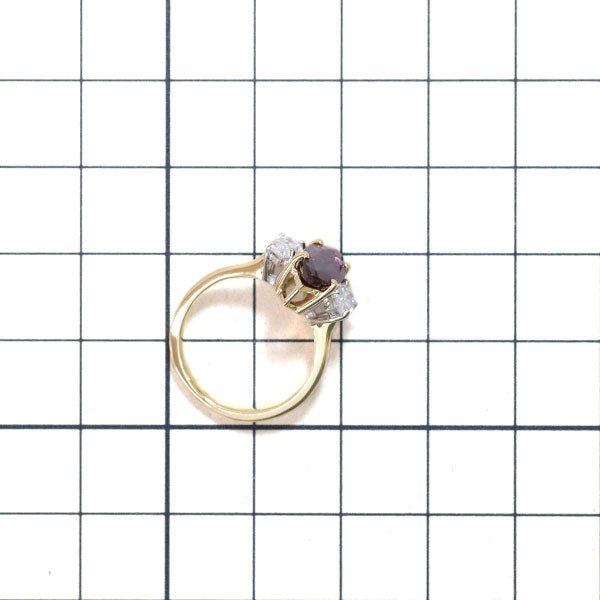 K18YG パープルサファイア ダイヤモンド リング 2.41ct