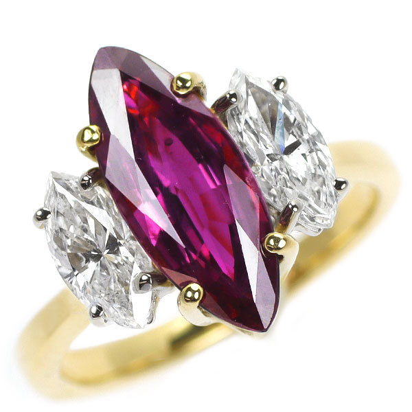 K18YG パープルサファイア ダイヤモンド リング 2.41ct