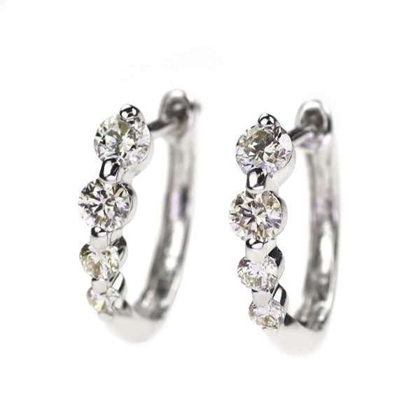 最旬ダウン K14WG ダイヤモンド ピアス 0.50ct フープ — セルビーオンライン アクセサリー
