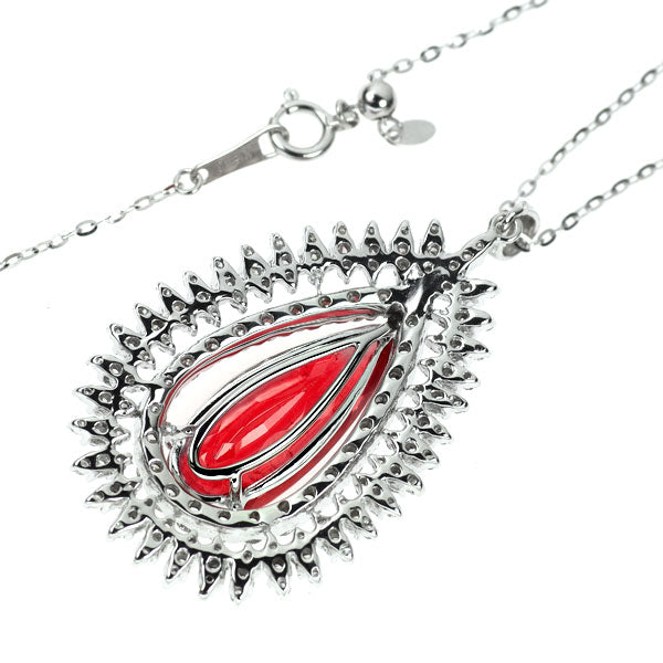 希少 K18WG 含浸ロードナイト ダイヤモンド ペンダントネックレス 7.16ct D2.10ct