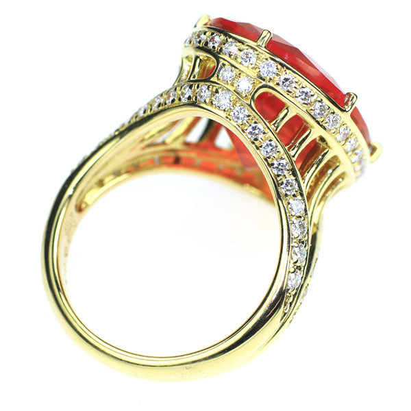 チセー K18YG ファイア オパール ダイヤモンド リング 8.436ct D0.67ct