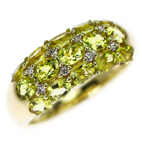 K18YG カナリーイエロートルマリン ダイヤモンド リング 2.30ct D0.08ct