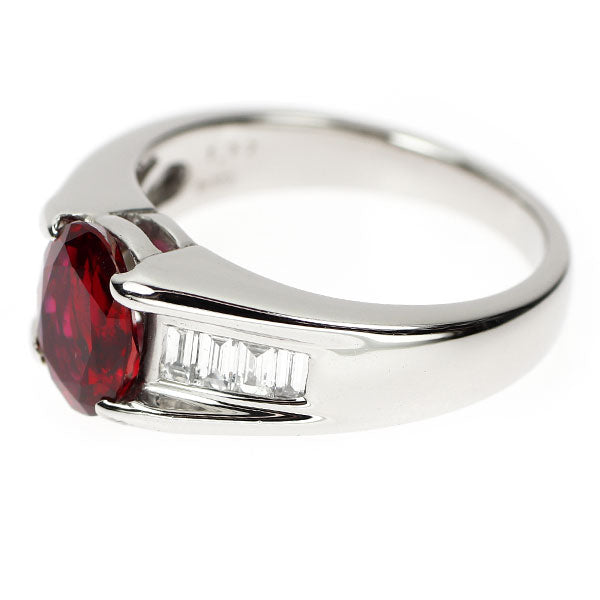 Pt900 タイ産 ピジョンブラッドルビー ダイヤモンド リング 1.37ct D0.30ct