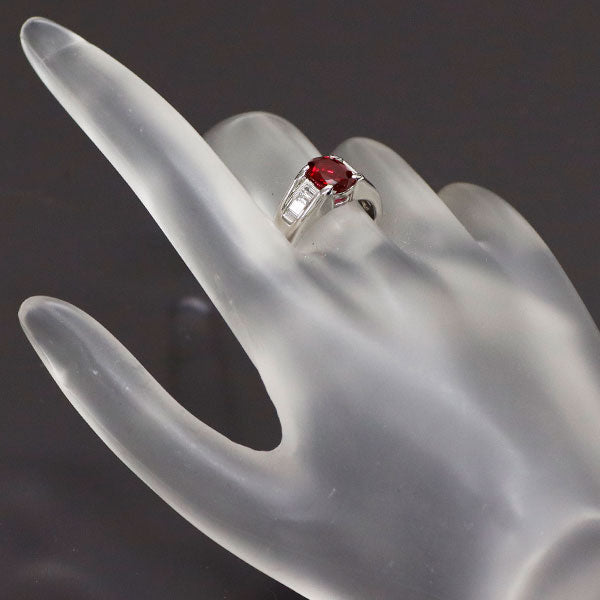 Pt900 タイ産 ピジョンブラッドルビー ダイヤモンド リング 1.37ct D0.30ct