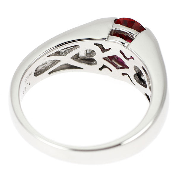 Pt900 タイ産 ピジョンブラッドルビー ダイヤモンド リング 1.37ct D0.30ct