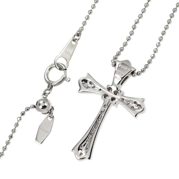 Pt900/Pt850 天然ピンクダイヤモンド ペンダントネックレス 0.07ct D0.37ct クロス