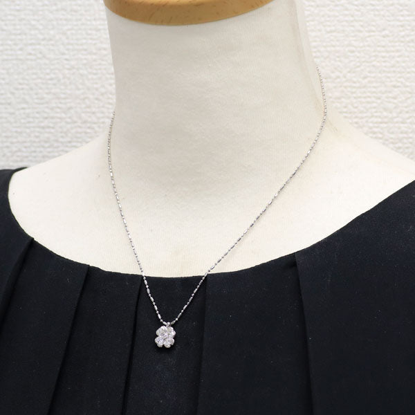 Pt900/ Pt850 ダイヤモンド ペンダントネックレス 0.77ct クローバー