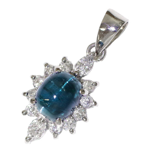 希少 Pt900 トルマリンキャッツアイ ダイヤモンド ペンダントトップ 1.45ct D0.34ct