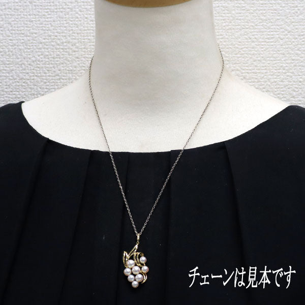 ミキモト K18YG アコヤ真珠 ペンダントトップ 径約 4.9-6.0mm 植物