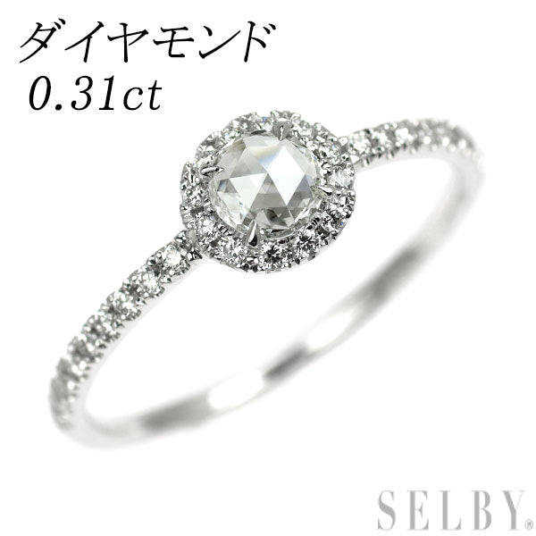 K18WG ローズカット/ラウンドブリリアントカット ダイヤモンド リング 0.31ct