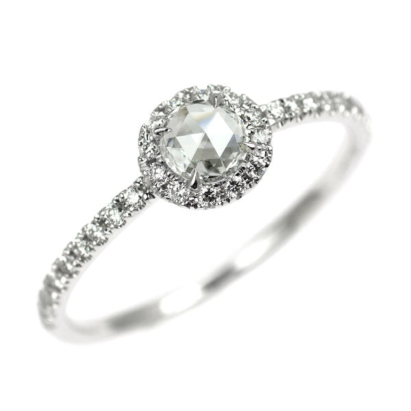 K18WG ローズカット/ラウンドブリリアントカット ダイヤモンド リング 0.31ct