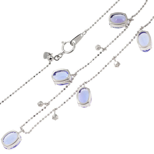 K18WG タンザナイト ダイヤモンド ネックレス 5.00ct D0.20ct ステーション