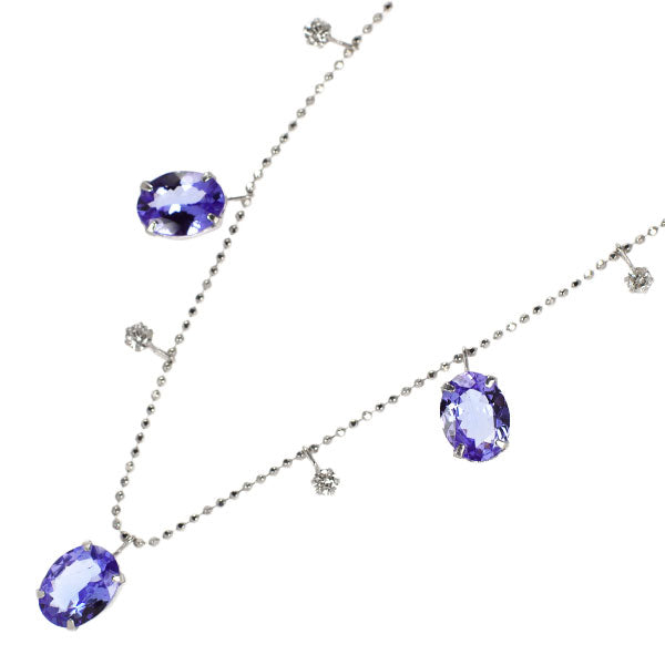 K18WG タンザナイト ダイヤモンド ネックレス 5.00ct D0.20ct ステーション