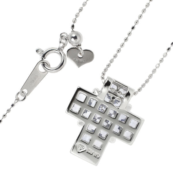 K18WG ミステリーセッティング ダイヤトップ付ネックレス レ・エッセンシャル K18WG サファイア ダイヤモンド ペンダント