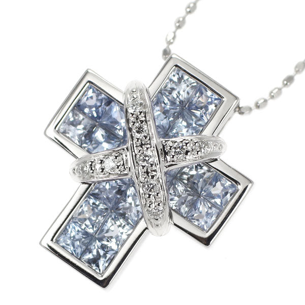 レ・エッセンシャル K18WG サファイア ダイヤモンド ペンダント