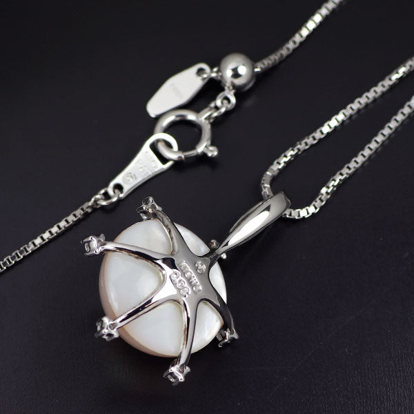 田崎真珠 K18WG マベ 真珠/パール ダイヤモンド ペンダントネックレス 径約 13.4mm D0.08ct