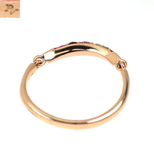 ポンテヴェキオ K18PG カラーサファイア ルビー ダイヤモンド リング 0.15ct R0.05ct D0.04ct