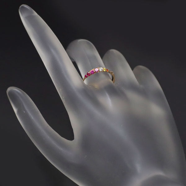 ポンテヴェキオ K18PG カラーサファイア ルビー ダイヤモンド リング 0.15ct R0.05ct D0.04ct