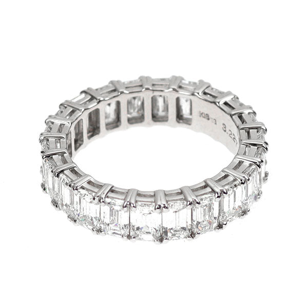 K18WG エメラルドカット ダイヤモンド ピンキーリング 3.227ct フルエタニティ