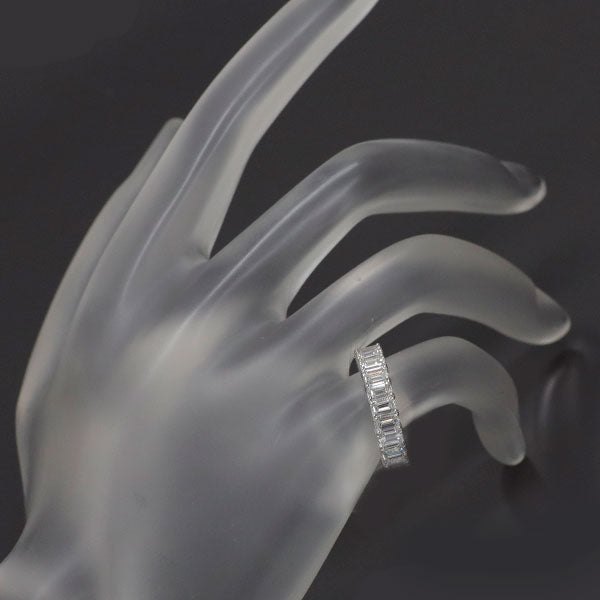 K18WG エメラルドカット ダイヤモンド ピンキーリング 3.227ct フルエタニティ